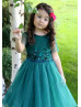 Dark Teal Lace Tulle Flower Girl Dress